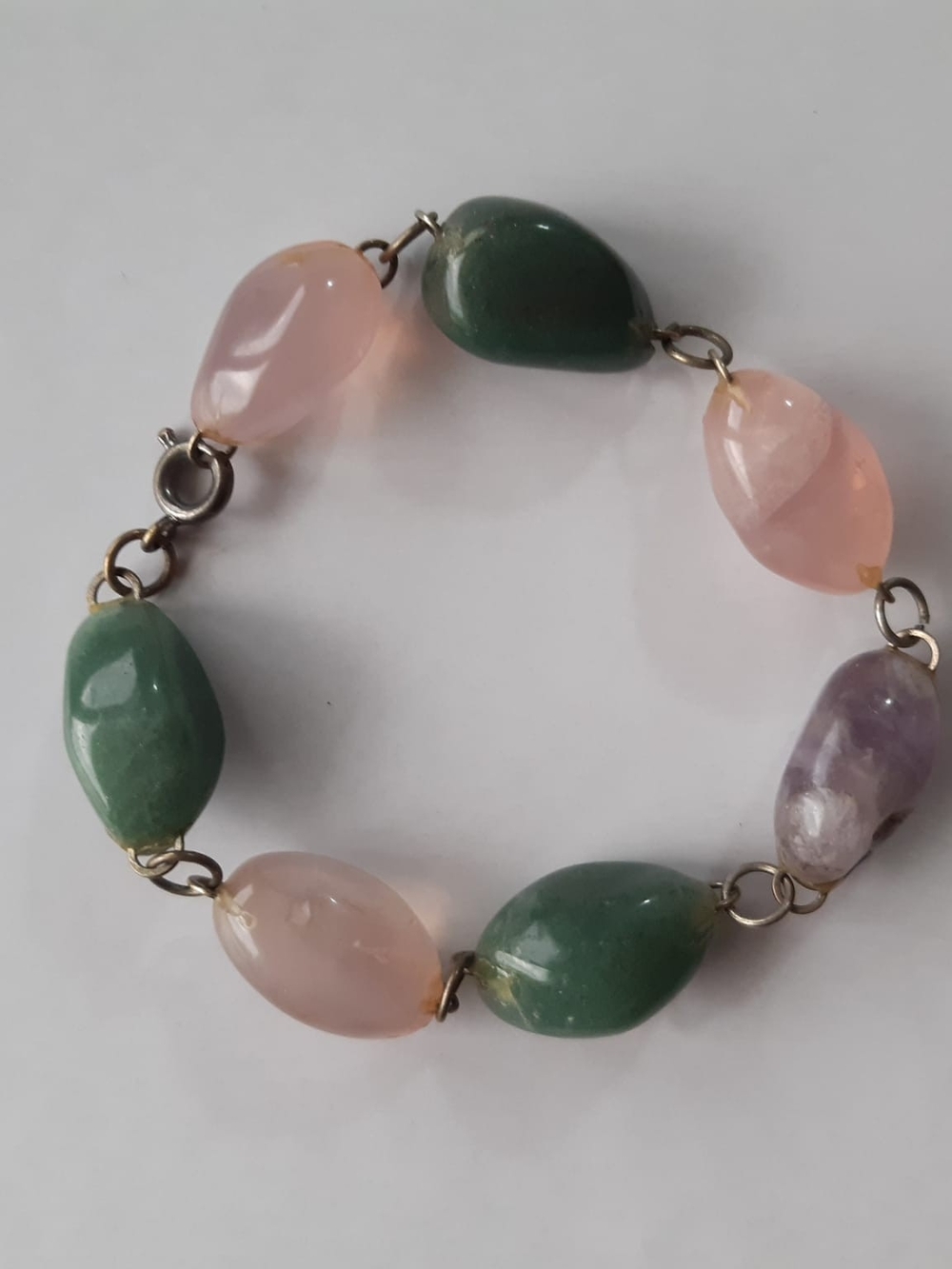 Vintage Multi-Color Semi-Precious Gem Stone Beaded Bracelet